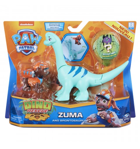 PAW Patrol , Coffret de figurines articulées Dino Rescue Zuma et dinosaure, pour les enfants à partir de 3 ans