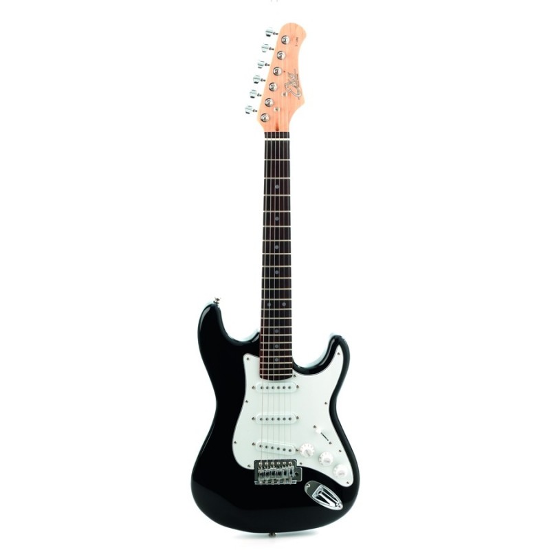EKO music S-100 3 4 E-Gitarre Stratocaster 6 Saiten Schwarz, Weiß