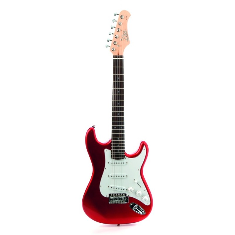 EKO music S-100 3 4 E-Gitarre Stratocaster 6 Saiten Rot, Weiß