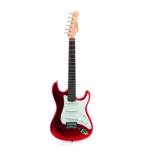 EKO music S-100 3 4 Guitare électrique Stratocaster 6 cordes Rouge, Blanc