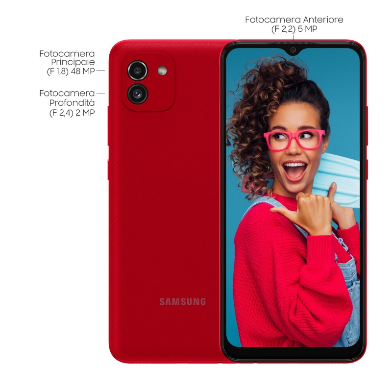 Samsung Galaxy A03 SM-A035G DSN 16,5 cm (6.5 Zoll) Dual-SIM Android 11 4G Mini-USB B 4 GB 64 GB 5000 mAh Rot