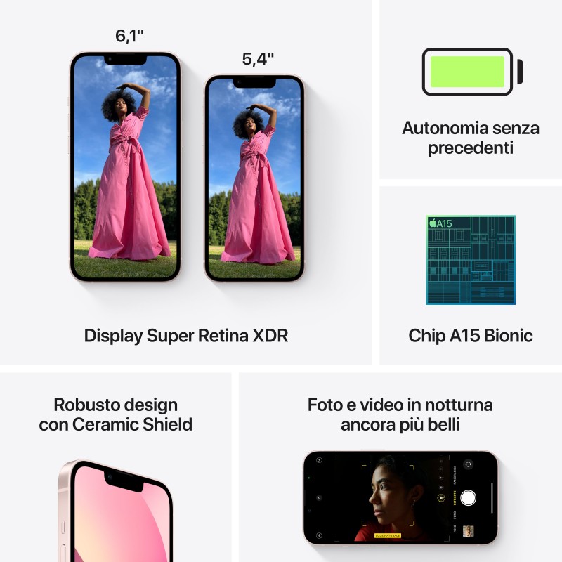 Apple iPhone 13 mini 13,7 cm (5.4") Doppia SIM iOS 15 5G 128 GB Rosa