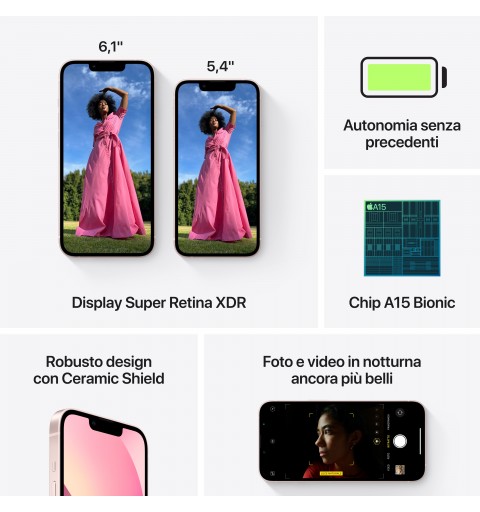 Apple iPhone 13 mini 13,7 cm (5.4") Doppia SIM iOS 15 5G 128 GB Rosa