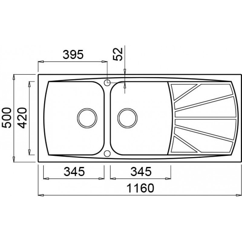 Elleci Living 500 Top-mounted sink Rectangular Granitek