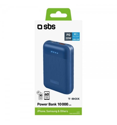 SBS TEBB10000PD20RUB batteria portatile Polimeri di litio (LiPo) 10000 mAh Blu
