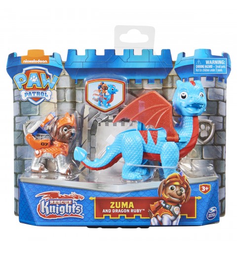PAW Patrol PAT' PATROUILLE RESCUE KNIGHTS - PACK 2 FIGURINES CHASE + DRAGON - Pars en Sauvetage Pat' Patrouille Mission