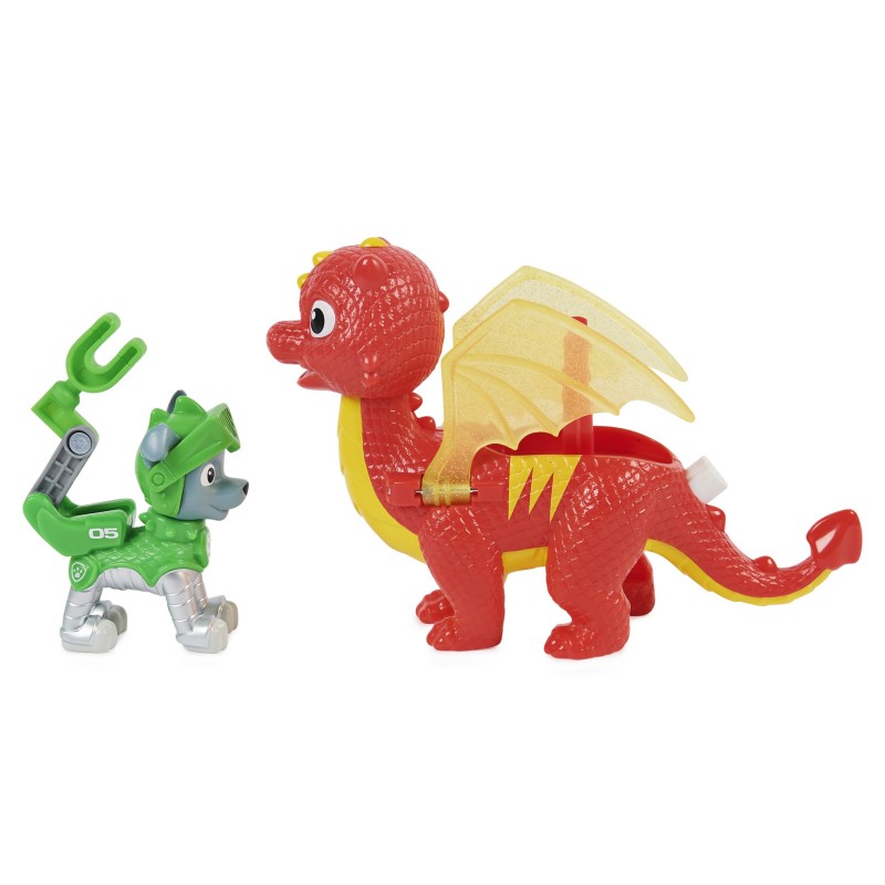 PAW Patrol PAT' PATROUILLE RESCUE KNIGHTS - PACK 2 FIGURINES CHASE + DRAGON - Pars en Sauvetage Pat' Patrouille Mission