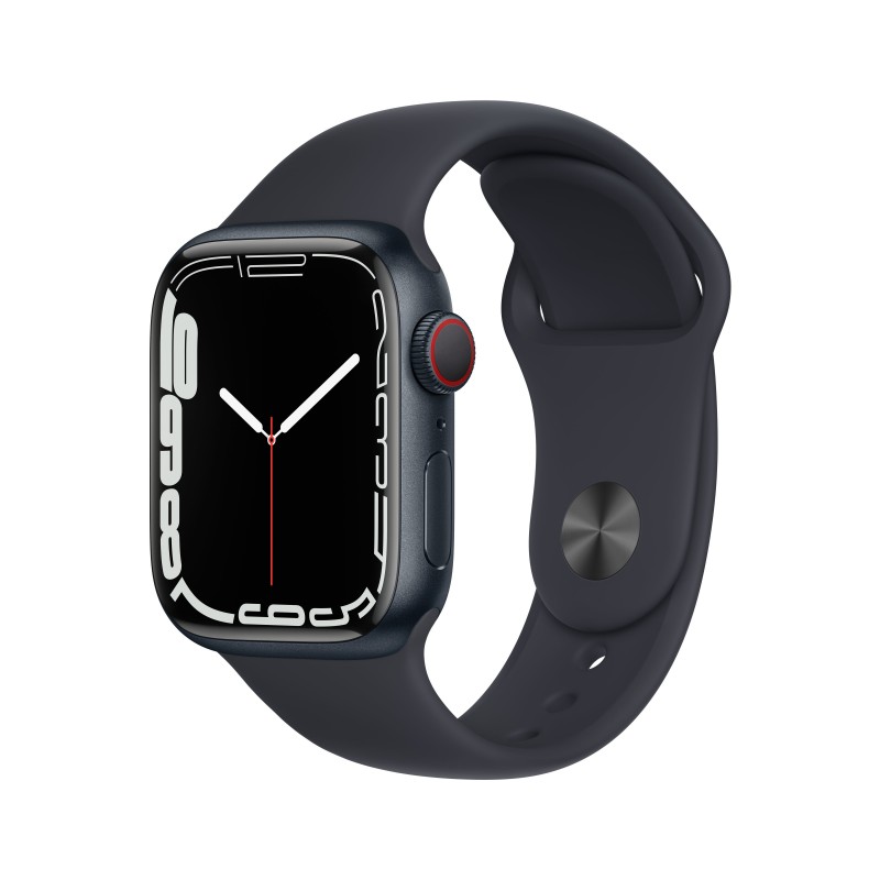 Apple Watch Series 7 GPS + Cellular, 41mm Cassa in Alluminio Mezzanotte con Mezzanotte Cinturino Sport -