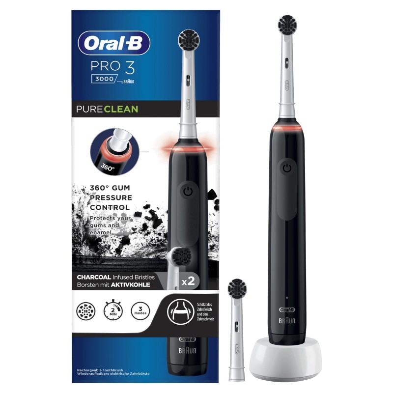 Oral-B PRO 3 3000 Adult Rotating-oscillating toothbrush Black, White