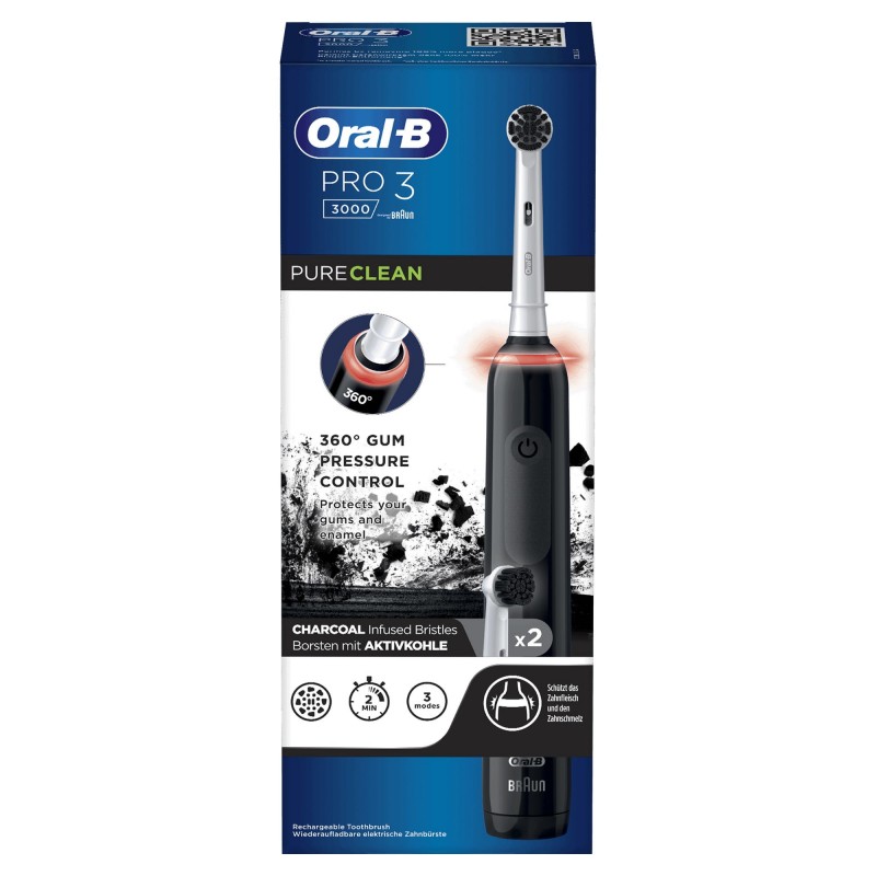 Oral-B PRO 3 3000 Adult Rotating-oscillating toothbrush Black, White