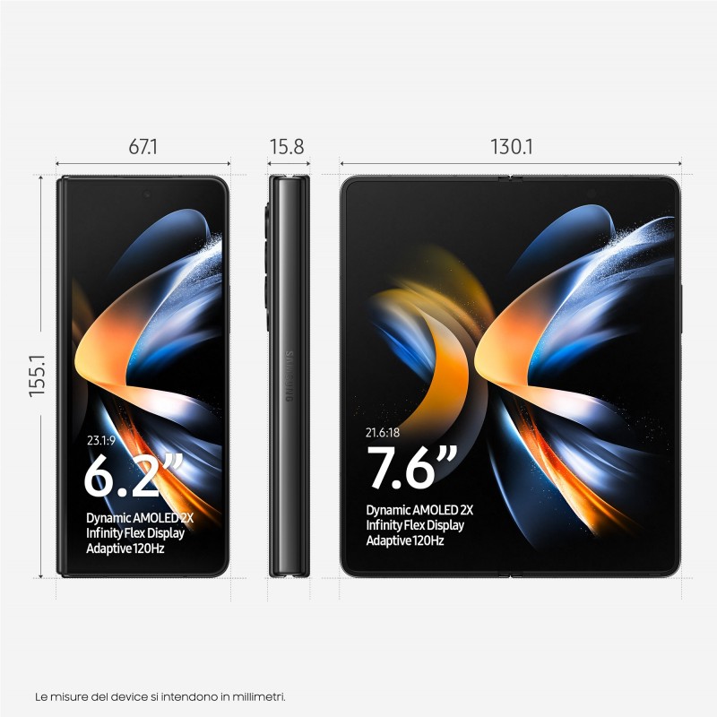 Samsung Galaxy Z Fold4 SM-F936B 19,3 cm (7.6") SIM triple Android 12 USB Tipo C 12 GB 256 GB 4400 mAh Negro