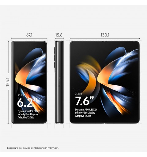 Samsung Galaxy Z Fold4 SM-F936B 19,3 cm (7.6") SIM triple Android 12 USB Tipo C 12 GB 256 GB 4400 mAh Negro