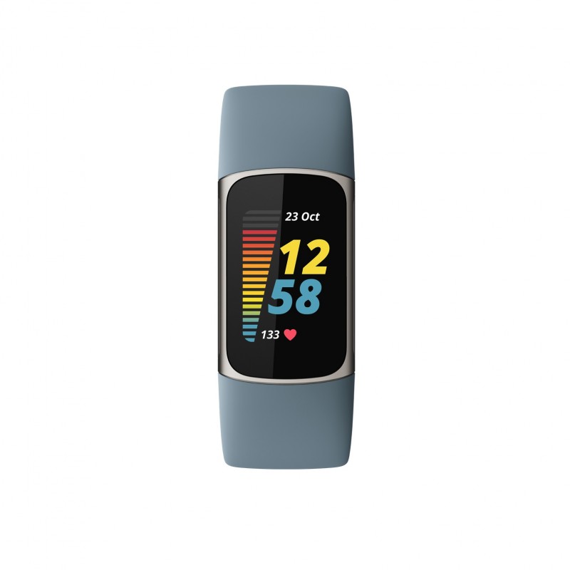 Fitbit Charge 5 Braccialetto per rilevamento di attività Blu, Acciaio inossidabile