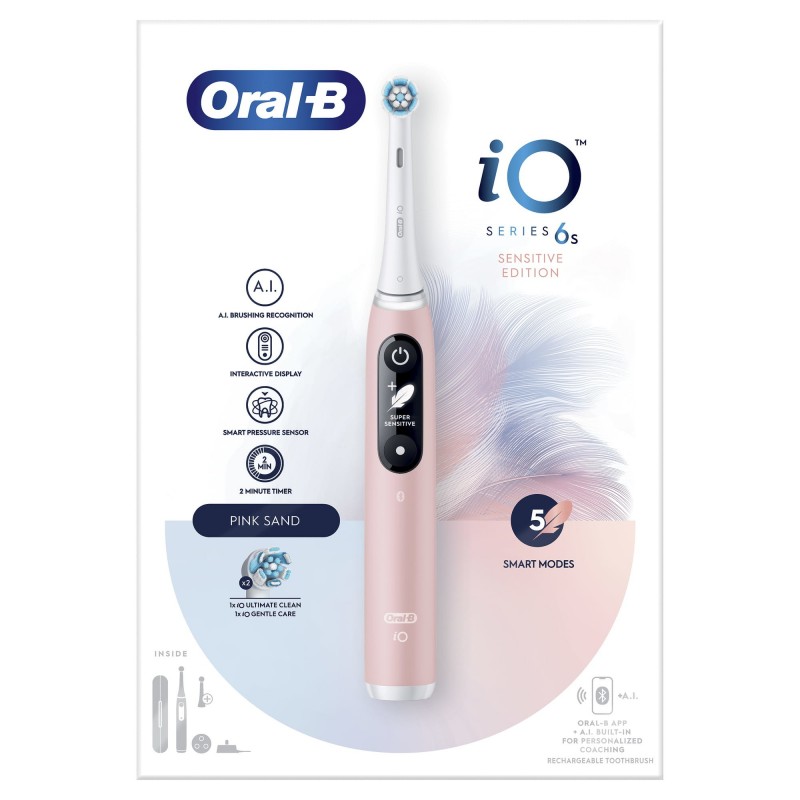 Oral-B iO 6S Adulte Brosse à dents vibrante Rose, Blanc