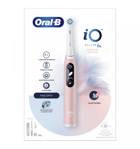 Oral-B iO 6S Adulto Cepillo dental vibratorio Rosa, Blanco