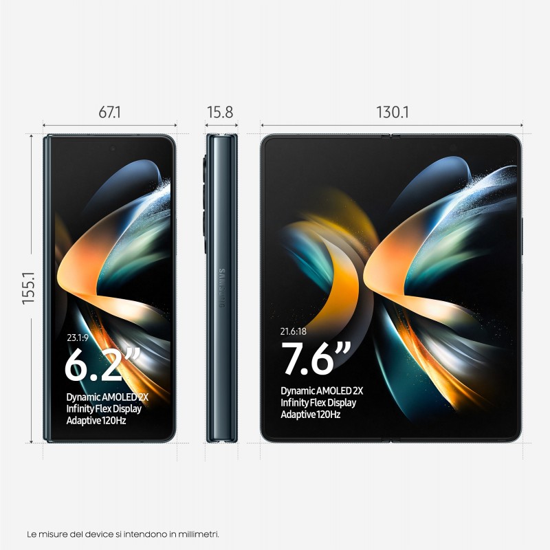 Samsung Galaxy Z Fold4 SM-F936B 19,3 cm (7.6") Triple SIM Android 12 USB Type-C 12 Go 256 Go 4400 mAh Vert