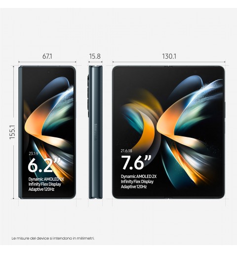 Samsung Galaxy Z Fold4 SM-F936B 19,3 cm (7.6") Triple SIM Android 12 USB Type-C 12 Go 256 Go 4400 mAh Vert