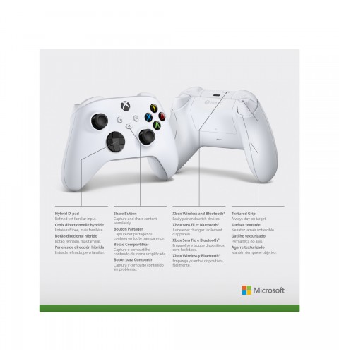 Microsoft Xbox Wireless Controller White Blanc Bluetooth USB Manette de jeu Analogique Numérique Xbox Series S, Xbox Series X,