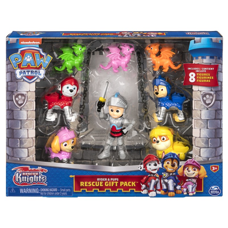 PAW Patrol Paquete regalo de Ryder y los cachorros de Rescue Knights con 8 figuras, juguetes para niños a partir de 3 años