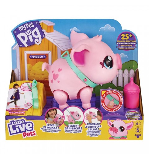 Little Live Pets My Pet Pig - Piggly Il mio piccolo maialino, animale interattivo che cammina, balla, mangia