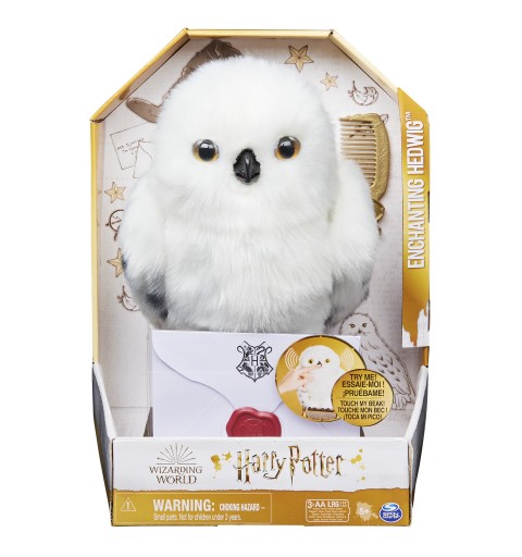 Wizarding World HARRY POTTER - HEDWIGE ENCHANTÉE - Peluche Interactive Chouette Hedwige 30 Cm Avec Accessoires - Tête et Ailes