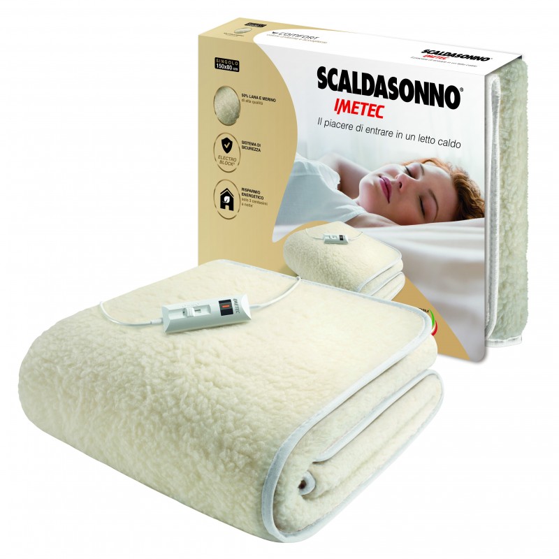 Imetec 16799 coperta/cuscino elettrico Coperta elettrica 55 W Bianco Lana