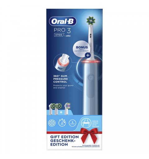 Oral-B PRO 3 3700 Blu Adult Rotating-oscillating toothbrush Blue