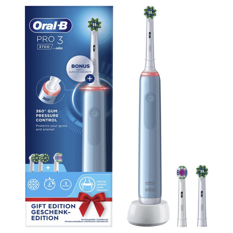 Oral-B PRO 3 3700 Blu Adult Rotating-oscillating toothbrush Blue