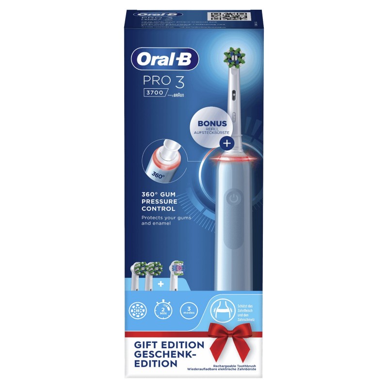 Oral-B PRO 3 3700 Blu Adult Rotating-oscillating toothbrush Blue