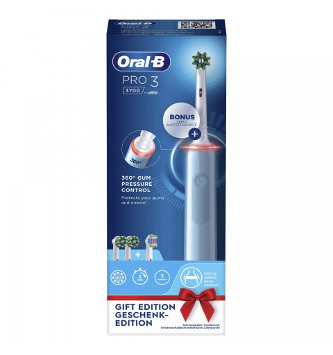 Oral-B PRO 3 3700 Blu Adult Rotating-oscillating toothbrush Blue