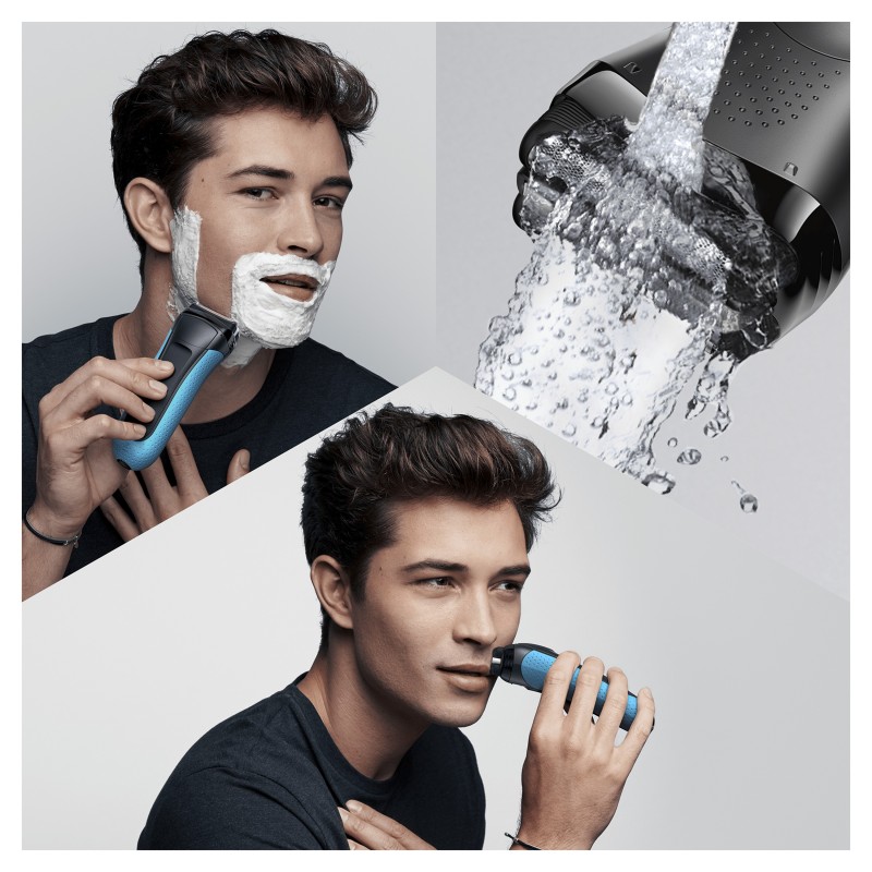 Braun Series 3 3010BT Shave&Style Rasoio Elettrico Barba, Wet&Dry Da Uomo Nero Blu