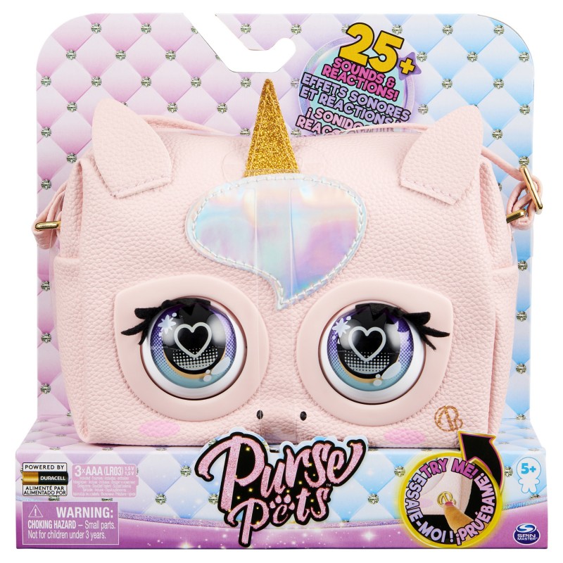 Purse Pets | BORSETTA UNICORNO | borsetta interattiva in versione unicorno per bambina con oltre 30 suoni e reazioni,