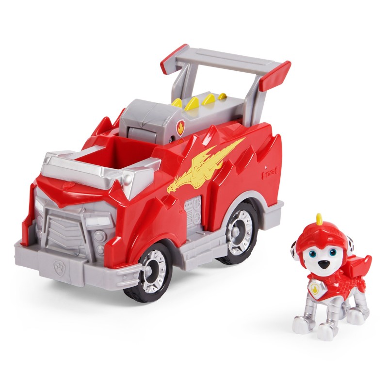 PAW Patrol Rescue Knights Marshall verwandelbares Spielzeugauto mit Actionfigur zum Sammeln