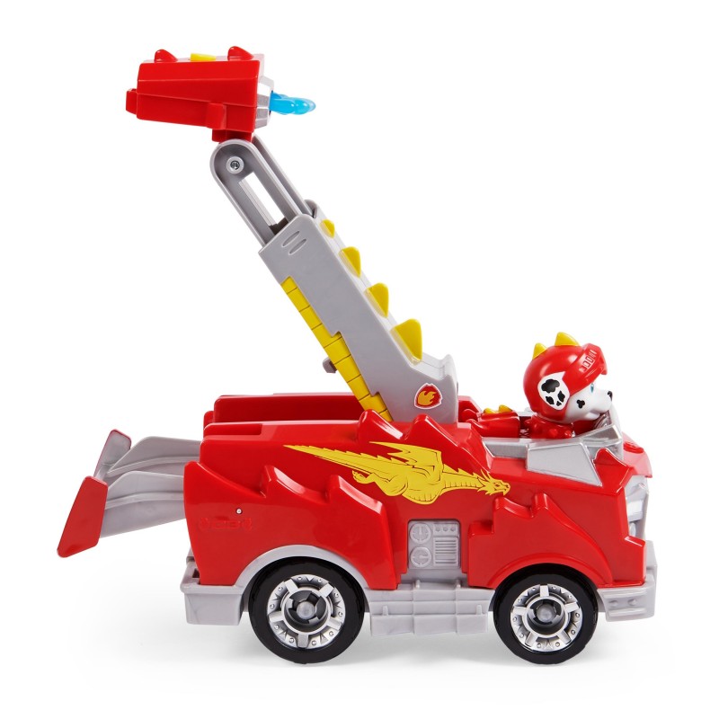 PAW Patrol Vehículo de juguete transformable de Marshall de Rescue Knights con figura de acción coleccionable