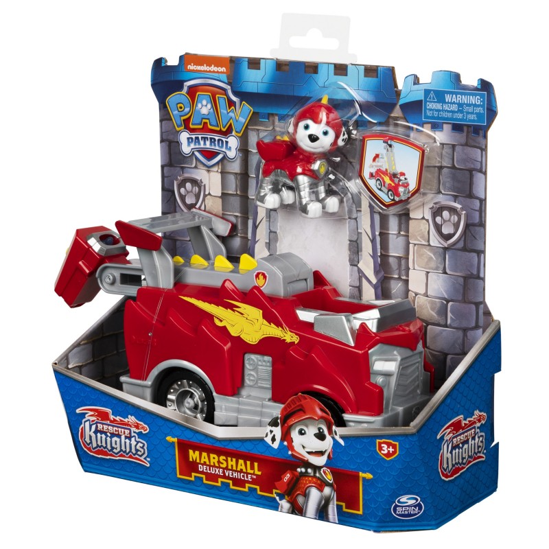 PAW Patrol Rescue Knights Marshall Transforming Toy Car with Collectible Action Figure