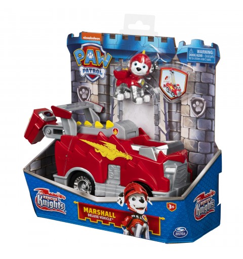 PAW Patrol Rescue Knights Marshall verwandelbares Spielzeugauto mit Actionfigur zum Sammeln