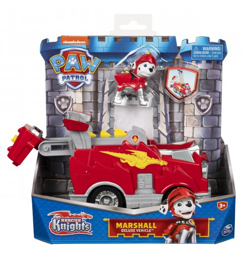 PAW Patrol Rescue Knights Marshall verwandelbares Spielzeugauto mit Actionfigur zum Sammeln