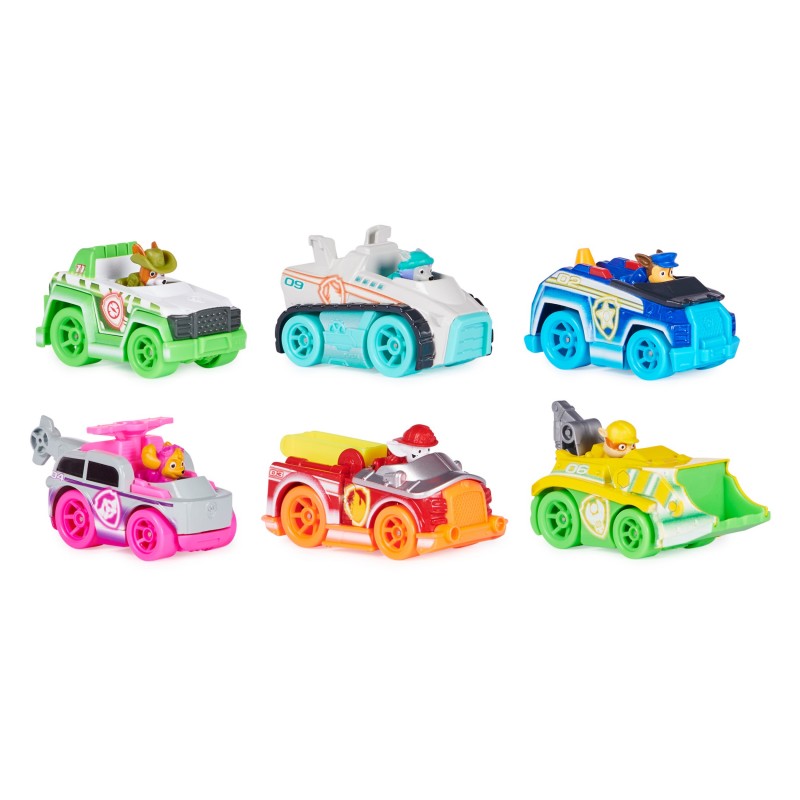 PAW Patrol , Confezione Regalo Macchinine Die-Cast Neon, 6 veicoli in metallo in scala 1 55 inclusi, Giochi per bambini dai 3