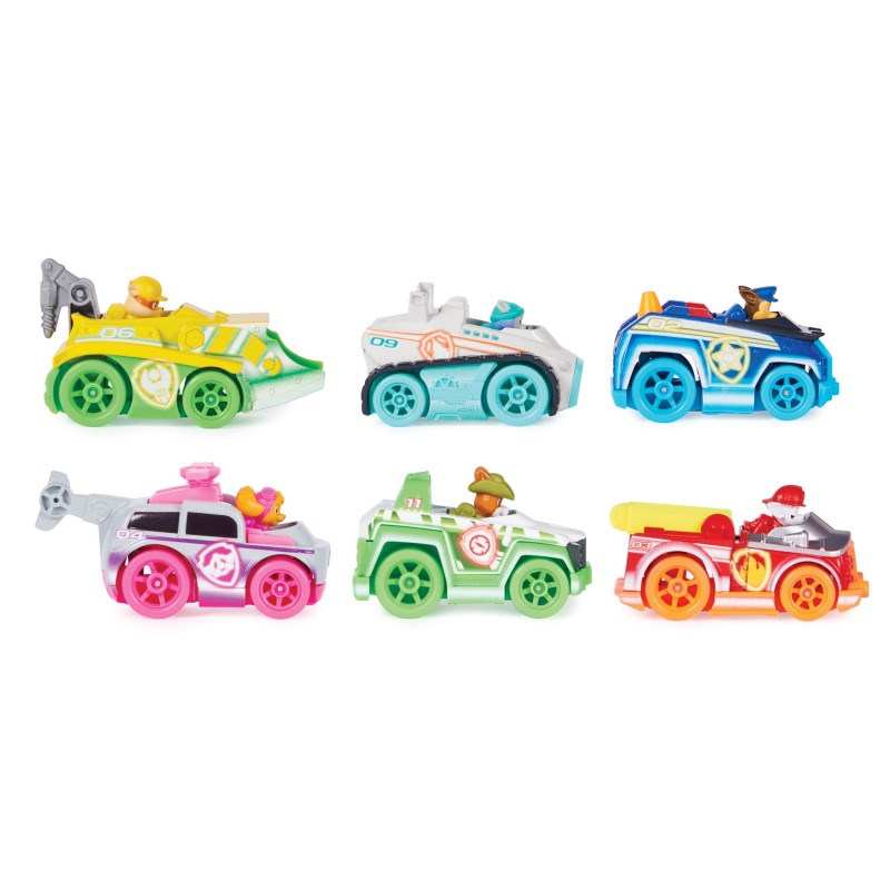 PAW Patrol , True Metal Neon Rescue Vehicle Gift Pack con 6 vehículos de juguete de metal coleccionables, a escala 1 55,