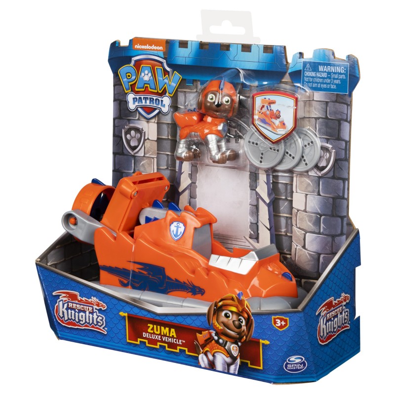 PAW Patrol Rescue Knights Zuma Transforming Toy Car with Collectible Action Figure