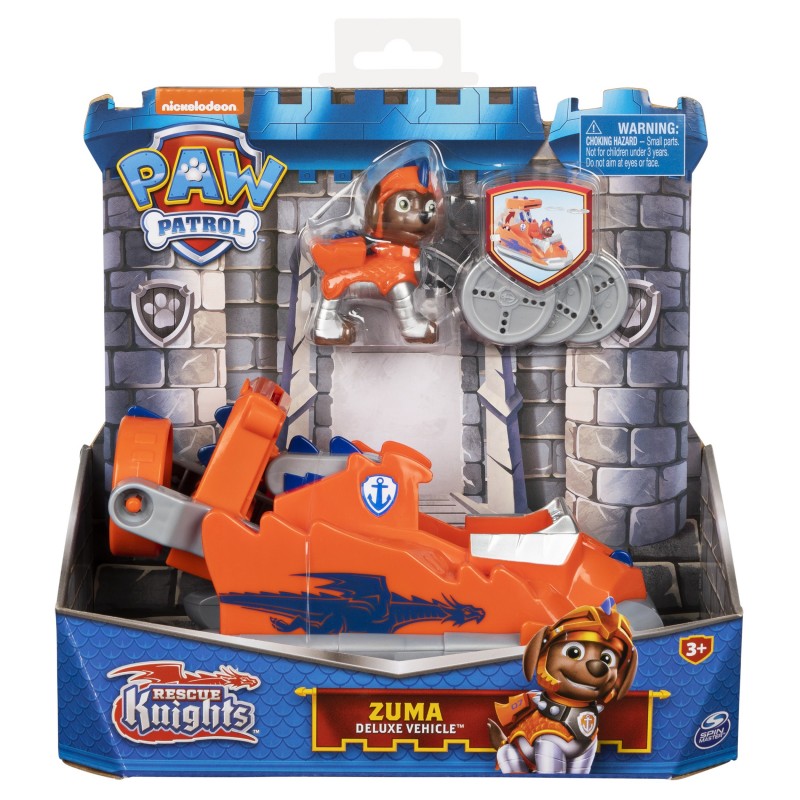 PAW Patrol Rescue Knights Zuma Transforming Toy Car with Collectible Action Figure