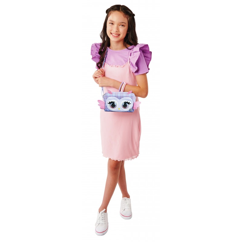 Purse Pets , Print Perfect Hoot Couture Owl, bolso y juguete de mascota interactiva con más de 30 sonidos y reacciones,