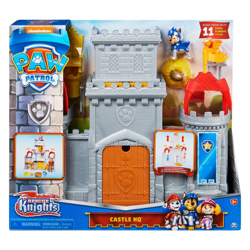 PAW Patrol Rescue Knights Castle HQ Transforming 11-Piece Playset with Chase and Mini Dragon Draco Action Figures