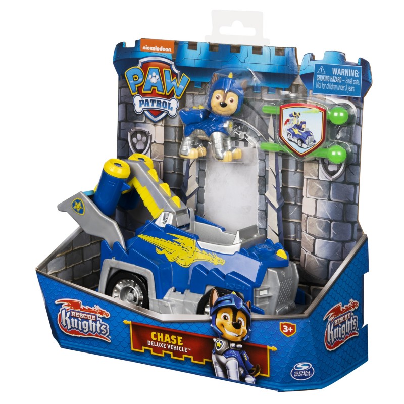 PAW Patrol Rescue Knights Chase Transforming Toy Car with Collectible Action Figure