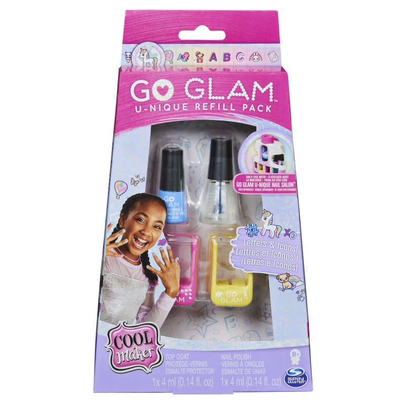 Cool Maker Paquete de recarga GO GLAM con 2 cartuchos de diseño y esmalte de uñas para usar con U-nique Nail Stamper Salon