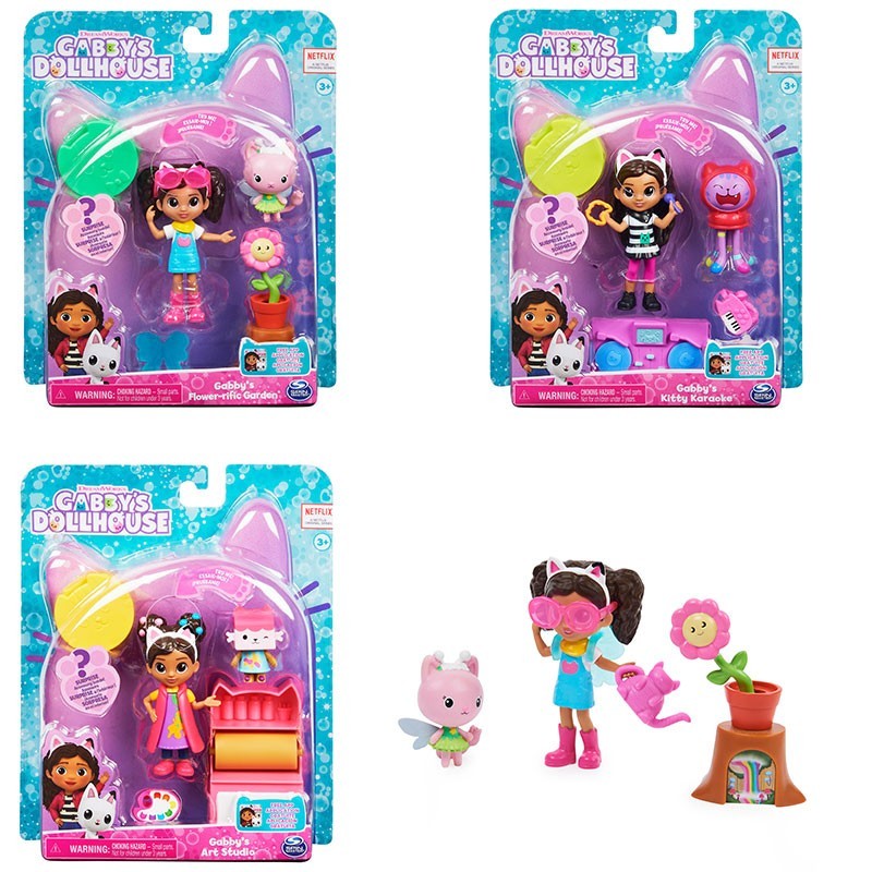Gabby's Dollhouse Art Studio Set mit 2 Spielzeugfiguren, 2 Zubehörteilen, Überraschungsbox und Möbelstück, Kinderspielzeug