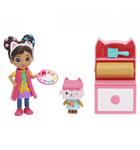 Gabby's Dollhouse Art Studio Set con 2 figuras de juguete, 2 accesorios, 1 caja sorpresa, 1 mueble, juguetes para niños y niñas