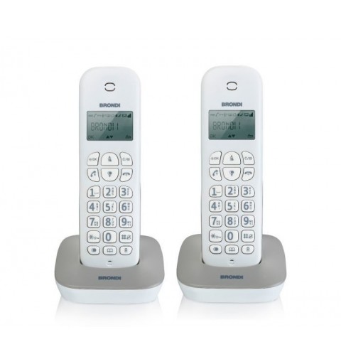 Brondi Gala Twin Teléfono DECT Identificador de llamadas Gris, Blanco