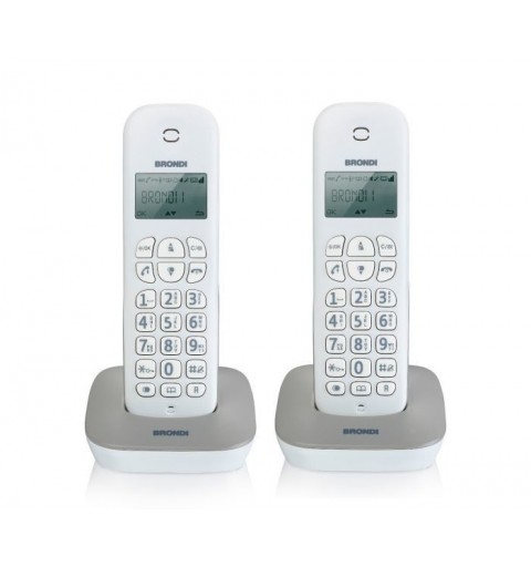 Brondi Gala Twin Téléphone DECT Identification de l'appelant Gris, Blanc