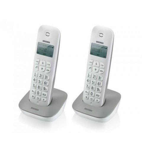 Brondi Gala Twin Téléphone DECT Identification de l'appelant Gris, Blanc